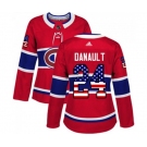 Women Adidas Montreal Canadiens #24 Phillip Danault Authentic Red USA Flag Fashion NHL Jersey