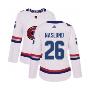 Women Adidas Montreal Canadiens #26 Mats Naslund Authentic White 2017 100 Classic NHL Jersey