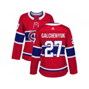 Women Adidas Montreal Canadiens #27 Alex Galchenyuk Red Home Authentic Stitched NHL Jersey