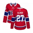 Women Adidas Montreal Canadiens #27 Karl Alzner Authentic Red Home NHL Jersey