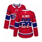 Women Adidas Montreal Canadiens #27 Karl Alzner Authentic Red USA Flag Fashion NHL Jersey