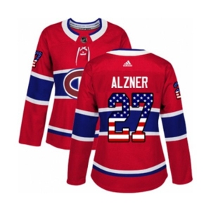 Women Adidas Montreal Canadiens #27 Karl Alzner Authentic Red USA Flag Fashion NHL Jersey