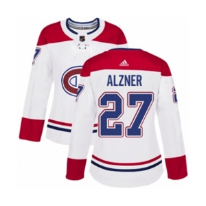Women Adidas Montreal Canadiens #27 Karl Alzner Authentic White Away NHL Jersey
