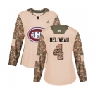 Women Adidas Montreal Canadiens #4 Jean Beliveau Authentic Camo Veterans Day Practice NHL Jersey