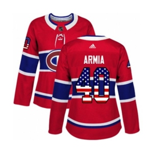 Women Adidas Montreal Canadiens #40 Joel Armia Authentic Red USA Flag Fashion NHL Jersey