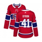 Women Adidas Montreal Canadiens #41 Paul Byron Authentic Red Home NHL Jersey