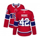 Women Adidas Montreal Canadiens #42 Dominic Moore Authentic Red Home NHL Jersey