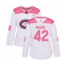 Women Adidas Montreal Canadiens #42 Dominic Moore Authentic White Pink Fashion NHL Jersey