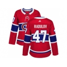 Women Adidas Montreal Canadiens #47 Alexander Radulov Red Home Authentic Stitched NHL Jersey