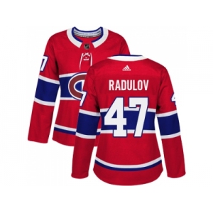 Women Adidas Montreal Canadiens #47 Alexander Radulov Red Home Authentic Stitched NHL Jersey