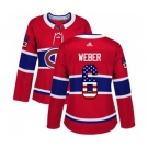 Women Adidas Montreal Canadiens #6 Shea Weber Authentic Red USA Flag Fashion NHL Jersey