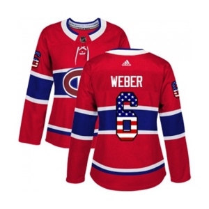 Women Adidas Montreal Canadiens #6 Shea Weber Authentic Red USA Flag Fashion NHL Jersey