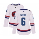 Women Adidas Montreal Canadiens #6 Shea Weber Authentic White 2017 100 Classic NHL Jersey