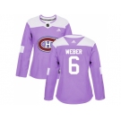 Women Adidas Montreal Canadiens #6 Shea Weber Purple Authentic Fights Cancer Stitched NHL Jersey