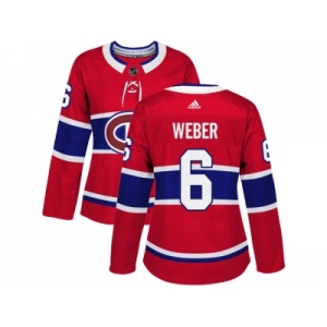 Women Adidas Montreal Canadiens #6 Shea Weber Red Home Authentic Stitched NHL Jersey