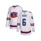 Women Adidas Montreal Canadiens #6 Shea Weber White Authentic 2017 100 Classic Stitched NHL Jersey