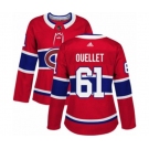 Women Adidas Montreal Canadiens #61 Xavier Ouellet Authentic Red Home NHL Jersey