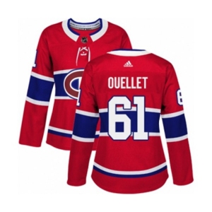 Women Adidas Montreal Canadiens #61 Xavier Ouellet Authentic Red Home NHL Jersey