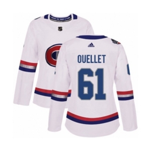 Women Adidas Montreal Canadiens #61 Xavier Ouellet Authentic White 2017 100 Classic NHL Jersey