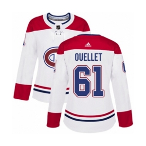 Women Adidas Montreal Canadiens #61 Xavier Ouellet Authentic White Away NHL Jersey