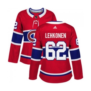 Women Adidas Montreal Canadiens #62 Artturi Lehkonen Authentic Red Home NHL Jersey