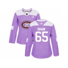 Women Adidas Montreal Canadiens #65 Andrew Shaw Purple Authentic Fights Cancer Stitched NHL Jersey