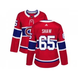 Women Adidas Montreal Canadiens #65 Andrew Shaw Red Home Authentic Stitched NHL Jersey