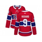 Women Adidas Montreal Canadiens #9 Maurice Richard Red Home Authentic Stitched NHL Jersey