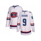 Women Adidas Montreal Canadiens #9 Maurice Richard White Authentic 2017 100 Classic Stitched NHL Jersey