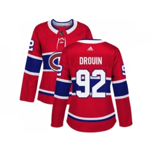 Women Adidas Montreal Canadiens #92 Jonathan Drouin Red Home Authentic Stitched NHL Jersey