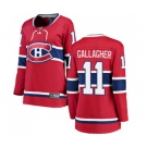 Women Montreal Canadiens #11 Brendan Gallagher Authentic Red Home Fanatics Branded Breakaway NHL Jersey