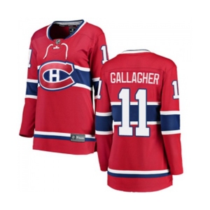 Women Montreal Canadiens #11 Brendan Gallagher Authentic Red Home Fanatics Branded Breakaway NHL Jersey