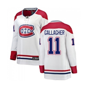 Women Montreal Canadiens #11 Brendan Gallagher Authentic White Away Fanatics Branded Breakaway NHL Jersey