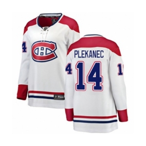 Women Montreal Canadiens #14 Tomas Plekanec Authentic White Away Fanatics Branded Breakaway NHL Jersey