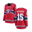 Women Montreal Canadiens #15 Jesperi Kotkaniemi Authentic Red Home Fanatics Branded Breakaway NHL Jersey