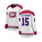 Women Montreal Canadiens #15 Jesperi Kotkaniemi Authentic White Away Fanatics Branded Breakaway NHL Jersey