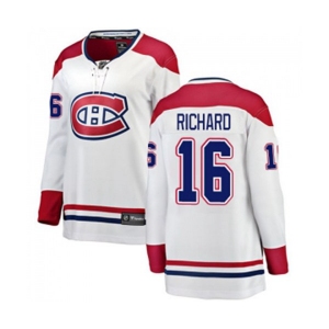 Women Montreal Canadiens #16 Henri Richard Authentic White Away Fanatics Branded Breakaway NHL Jersey