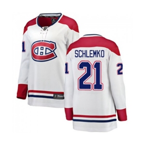 Women Montreal Canadiens #21 David Schlemko Authentic White Away Fanatics Branded Breakaway NHL Jersey
