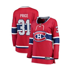 Women Montreal Canadiens #31 Carey Price Authentic Red Home Fanatics Branded Breakaway NHL Jersey