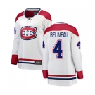 Women Montreal Canadiens #4 Jean Beliveau Authentic White Away Fanatics Branded Breakaway NHL Jersey