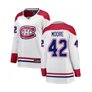 Women Montreal Canadiens #42 Dominic Moore Authentic White Away Fanatics Branded Breakaway NHL Jersey