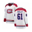 Women Montreal Canadiens #61 Xavier Ouellet Authentic White Away Fanatics Branded Breakaway NHL Jersey