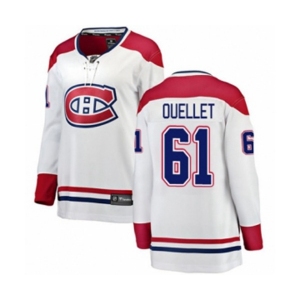 Women Montreal Canadiens #61 Xavier Ouellet Authentic White Away Fanatics Branded Breakaway NHL Jersey
