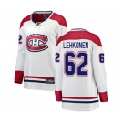 Women Montreal Canadiens #62 Artturi Lehkonen Authentic White Away Fanatics Branded Breakaway NHL Jersey