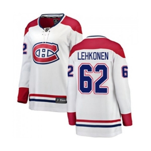 Women Montreal Canadiens #62 Artturi Lehkonen Authentic White Away Fanatics Branded Breakaway NHL Jersey