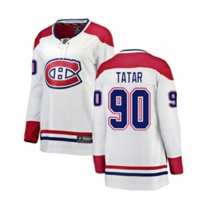 Women Montreal Canadiens #90 Tomas Tatar Authentic White Away Fanatics Branded Breakaway NHL Jersey