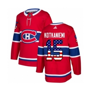 Youth Adidas Montreal Canadiens #15 Jesperi Kotkaniemi Authentic Red USA Flag Fashion NHL Jersey