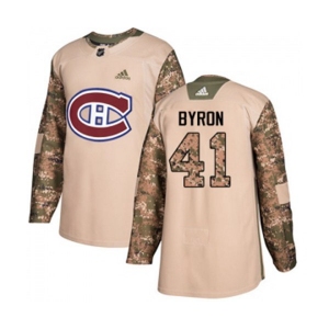 Youth Adidas Montreal Canadiens #41 Paul Byron Authentic Camo Veterans Day Practice NHL Jersey