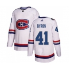 Youth Adidas Montreal Canadiens #41 Paul Byron Authentic White 2017 100 Classic NHL Jersey