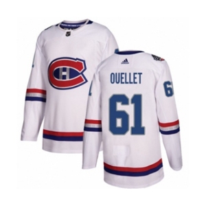 Youth Adidas Montreal Canadiens #61 Xavier Ouellet Authentic White 2017 100 Classic NHL Jersey
